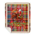 Personalized Gift Plaid Tartan Blanket Clan Ogilvie Of Airlie Ancient With Moose Lover Xmas Gift Santa Riding Buffalo Plaid Christmas Sherpa Blanket