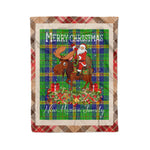 Personalized Gift Plaid Tartan Blanket Clan New Mexico With Moose Lover Xmas Gift Santa Riding Christmas Fleece Blanket