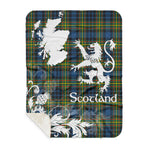 Sherpa Blanket - Tartan Blanket Thistle and Lion Scottish Clan MacLellan Plaid Blanket, plaid sherpa blanket queen,purple sherpa blanket,queen sherpa blanket,queen size sherpa blanket,red sherpa blanket,scottish tartan blankets,sherpa blanket,sherpa christmas blanket