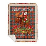 Personalized Gift Plaid Tartan Blanket Clan MacNaughton Ancient With Moose Lover Xmas Gift Santa Riding Plaid Christmas Sherpa Blanket