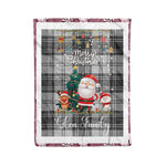 Personalized Gift Tartan Plaid Blanket Clan Glen Grey With Funny Santa Snowman Reindeer Merry Christmas Fleece Blanket, Christmas Blanket, Plaid Blanket, Tartan Blanket,Scottish Blanket