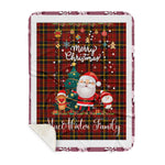 Personalized Gift Tartan Plaid Blanket Clan MacAlister of Skye With Funny Santa Snowman Reindeer Merry Christmas Gift Sherpa Blanket, blue plaid sherpa blanket,blue tartan sherpa blanket,Buchan,buffalo plaid sherpa blanket,christmas sherpa blanket,Christmas Throw Blanket