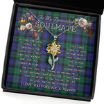 To My Beautiful Soulmate Sunflower Necklace In Your Eyes I Have Found My Home Clan Blackwatch Modern Tartan Jewelry For Girlfriend, Tartan Sunflower Pendant Necklace, Scottish Tartan Jewelry, valentine necklace, necklace girlfriend, necklace for wife, cute necklaces for girlfriend, jewelry for girlfriend, to my soulmate necklace, to my future wife necklace