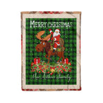 Personalized Gift Plaid Tartan Blanket Clan MacArthur Ancient Hunting With Moose Lover Xmas Gift Santa Riding Christmas Fleece Blanket