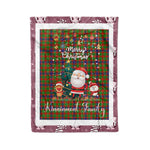 Personalized Gift Tartan Plaid Blanket Clan Kinninmont With Funny Santa Snowman Reindeer Merry Christmas Fleece Blanket, Home Living Room, Plaid Blanket, Tartan Blanket, Scottish Blanket, Buffalo fleece blanket, Christmas Blanket