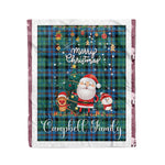Personalized Gift Tartan Plaid Blanket Clan Campbell Of Cawdor Ancient With Funny Santa Snowman Reindeer Merry Christmas Fleece Blanket, Home Living Room, Plaid Blanket, Tartan Blanket, Scottish Blanket, Buffalo fleece blanket, Christmas Blanket