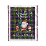 Personalized Gift Tartan Plaid Blanket Clan Whitefoord With Funny Santa Snowman Reindeer Merry Christmas Fleece Blanket, Home Living Room, Plaid Blanket, Tartan Blanket, Scottish Blanket, Buffalo fleece blanket, Christmas Blanket