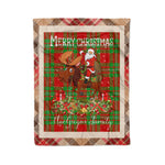 Personalized Gift Plaid Tartan Blanket Clan MacGregor Modern With Moose Lover Xmas Gift Santa Riding Christmas Fleece Blanket