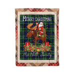 Personalized Gift Plaid Tartan Blanket Clan MacNeill Of Colonsay Hunting With Moose Lover Xmas Gift Santa Riding Christmas Fleece Blanket