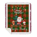 Personalized Gift Tartan Plaid Blanket Clan Menzies With Funny Santa Snowman Reindeer Merry Christmas Gift Sherpa Blanket, blue plaid sherpa blanket,blue tartan sherpa blanket,Buchan,buffalo plaid sherpa blanket,christmas sherpa blanket,Christmas Throw Blanket