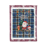 Personalized Gift Tartan Plaid Blanket Clan Thomson Blue With Funny Santa Snowman Reindeer Merry Christmas Fleece Blanket, Home Living Room, Plaid Blanket, Tartan Blanket, Scottish Blanket, Buffalo fleece blanket, Christmas Blanket