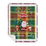 Personalized Gift Tartan Plaid Blanket Clan Buchanan Old Sett With Funny Santa Snowman Reindeer Merry Christmas Gift Sherpa Blanket, blue plaid sherpa blanket,blue tartan sherpa blanket,Buchan,buffalo plaid sherpa blanket,christmas sherpa blanket,Christmas Throw Blanket