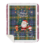 Personalized Gift Tartan Plaid Blanket Clan MacSporran With Funny Santa Snowman Reindeer Merry Christmas Gift Sherpa Blanket, blue plaid sherpa blanket,blue tartan sherpa blanket,Buchan,buffalo plaid sherpa blanket,christmas sherpa blanket,Christmas Throw Blanket