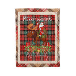 Personalized Gift Plaid Tartan Blanket Clan Kerr Ancient With Moose Lover Xmas Gift Santa Riding Christmas Fleece Blanket