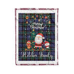 Personalized Gift Tartan Plaid Blanket Clan Fletcher Modern With Funny Santa Snowman Reindeer Merry Christmas Fleece Blanket, Home Living Room, Plaid Blanket, Tartan Blanket, Scottish Blanket, Buffalo fleece blanket, Christmas Blanket