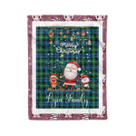 Personalized Gift Tartan Plaid Blanket Clan Lyon Hunting With Funny Santa Snowman Reindeer Merry Christmas Fleece Blanket, Home Living Room, Plaid Blanket, Tartan Blanket, Scottish Blanket, Buffalo fleece blanket, Christmas Blanket