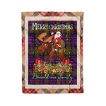 Personalized Gift Plaid Tartan Blanket Clan Donaldson With Moose Lover Xmas Gift Santa Riding Christmas Fleece Blanket