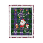 Personalized Gift Tartan Plaid Blanket Clan Elphinstone With Funny Santa Snowman Reindeer Merry Christmas Fleece Blanket, Home Living Room, Plaid Blanket, Tartan Blanket, Scottish Blanket, Buffalo fleece blanket, Christmas Blanket