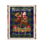 Personalized Gift Plaid Tartan Blanket Clan Colquhoun With Moose Lover Xmas Gift Santa Riding Christmas Fleece Blanket