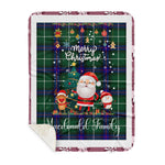 Personalized Gift Tartan Plaid Blanket Clan MacDonald Of The Isles  Modern With Funny Santa Snowman Reindeer Merry Christmas Gift Sherpa Blanket, blue plaid sherpa blanket,blue tartan sherpa blanket,Buchan,buffalo plaid sherpa blanket,christmas sherpa blanket,Christmas Throw Blanket