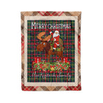 Personalized Gift Plaid Tartan Blanket Clan MacKintosh Hunting Modern With Moose Lover Xmas Gift Santa Riding Christmas Fleece Blanket