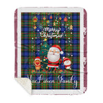 Personalized Gift Tartan Plaid Blanket Clan MacLaren With Funny Santa Snowman Reindeer Merry Christmas Gift Sherpa Blanket, blue plaid sherpa blanket,blue tartan sherpa blanket,Buchan,buffalo plaid sherpa blanket,christmas sherpa blanket,Christmas Throw Blanket