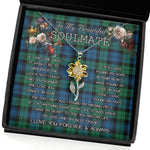 To My Beautiful Soulmate Sunflower Necklace In Your Eyes I Have Found My Home Clan Blackwatch Ancient Tartan Jewelry For Girlfriend, Tartan Sunflower Pendant Necklace, Scottish Tartan Jewelry, valentine necklace, necklace girlfriend, necklace for wife, cute necklaces for girlfriend, jewelry for girlfriend, to my soulmate necklace, to my future wife necklace