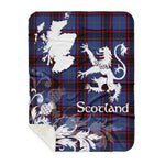 Sherpa Blanket - Tartan Blanket Thistle and Lion Scottish Clan Rutherford Hunting Plaid Blanket, plaid sherpa blanket queen,purple sherpa blanket,queen sherpa blanket,queen size sherpa blanket,red sherpa blanket,scottish tartan blankets,sherpa blanket,sherpa christmas blanket