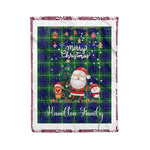 Personalized Gift Tartan Plaid Blanket Clan Hamilton Hunting With Funny Santa Snowman Reindeer Merry Christmas Fleece Blanket, Christmas Blanket, Plaid Blanket, Tartan Blanket,Scottish Blanket