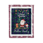 Personalized Gift Tartan Plaid Blanket Clan Hutton With Funny Santa Snowman Reindeer Merry Christmas Fleece Blanket, Christmas Blanket, Plaid Blanket, Tartan Blanket,Scottish Blanket