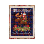 Personalized Gift Plaid Tartan Blanket Clan Wedderburn With Moose Lover Xmas Gift Santa Riding Christmas Fleece Blanket