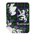 Sherpa Blanket - Tartan Blanket Thistle and Lion Scottish Clan Russell Plaid Blanket, plaid sherpa blanket queen,purple sherpa blanket,queen sherpa blanket,queen size sherpa blanket,red sherpa blanket,scottish tartan blankets,sherpa blanket,sherpa christmas blanket