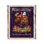 Personalized Gift Plaid Tartan Blanket Clan Wedderburn With Moose Lover Xmas Gift Santa Riding Christmas Fleece Blanket