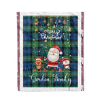 Personalized Gift Tartan Plaid Blanket Clan Gordon Ancient With Funny Santa Snowman Reindeer Merry Christmas Fleece Blanket, Christmas Blanket, Plaid Blanket, Tartan Blanket,Scottish Blanket