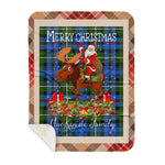Personalized Gift Plaid Tartan Blanket Clan MacKenzie With Moose Lover Xmas Gift Santa Riding Buffalo Plaid Christmas Sherpa Blanket