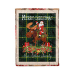 Personalized Gift Plaid Tartan Blanket Clan MacArthur Modern With Moose Lover Xmas Gift Santa Riding Christmas Fleece Blanket