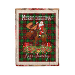 Personalized Gift Plaid Tartan Blanket Clan Kerr With Moose Lover Xmas Gift Santa Riding Christmas Fleece Blanket