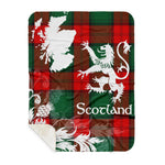 Sherpa Blanket - Tartan Blanket Thistle and Lion Scottish Clan Stewart Atholl Modern Plaid Blanket, plaid sherpa blanket queen,purple sherpa blanket,queen sherpa blanket,queen size sherpa blanket,red sherpa blanket,scottish tartan blankets,sherpa blanket,sherpa christmas blanket
