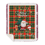 Personalized Gift Tartan Plaid Blanket Clan MacLachlan Modern With Funny Santa Snowman Reindeer Merry Christmas Gift Sherpa Blanket, blue plaid sherpa blanket,blue tartan sherpa blanket,Buchan,buffalo plaid sherpa blanket,christmas sherpa blanket,Christmas Throw Blanket