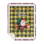 Personalized Gift Tartan Plaid Blanket Clan Barclay Dress With Funny Santa Snowman Reindeer Merry Christmas Gift Sherpa Blanket, blue plaid sherpa blanket,blue tartan sherpa blanket,Buchan,buffalo plaid sherpa blanket,christmas sherpa blanket,Christmas Throw Blanket
