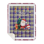 Personalized Gift Tartan Plaid Blanket Clan Livingstone Dress With Funny Santa Snowman Reindeer Merry Christmas Gift Sherpa Blanket, blue plaid sherpa blanket,blue tartan sherpa blanket,Buchan,buffalo plaid sherpa blanket,christmas sherpa blanket,Christmas Throw Blanket