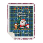 Personalized Gift Tartan Plaid Blanket Clan Lamont Ancient With Funny Santa Snowman Reindeer Merry Christmas Gift Sherpa Blanket, blue plaid sherpa blanket,blue tartan sherpa blanket,Buchan,buffalo plaid sherpa blanket,christmas sherpa blanket,Christmas Throw Blanket