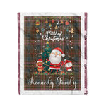 Personalized Gift Tartan Plaid Blanket Clan Kennedy Weathered With Funny Santa Snowman Reindeer Merry Christmas Fleece Blanket, Home Living Room, Plaid Blanket, Tartan Blanket, Scottish Blanket, Buffalo fleece blanket, Christmas Blanket