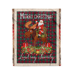 Personalized Gift Plaid Tartan Blanket Clan Lindsay Modern With Moose Lover Xmas Gift Santa Riding Christmas Fleece Blanket