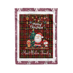 Personalized Gift Tartan Plaid Blanket Clan MacAlister of Skye With Funny Santa Snowman Reindeer Merry Christmas Fleece Blanket, Home Living Room, Plaid Blanket, Tartan Blanket, Scottish Blanket, Buffalo fleece blanket, Christmas Blanket