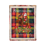 Personalized Gift Plaid Tartan Blanket Clan Masterton Bcn With Moose Lover Xmas Gift Santa Riding Christmas Fleece Blanket