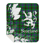 Sherpa Blanket - Tartan Blanket Thistle and Lion Scottish Clan Davidson Modern Plaid Blanket, plaid sherpa blanket queen,purple sherpa blanket,queen sherpa blanket,queen size sherpa blanket,red sherpa blanket,scottish tartan blankets,sherpa blanket,sherpa christmas blanket