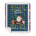 Personalized Gift Tartan Plaid Blanket Clan Robertson Hunting Ancient With Funny Santa Snowman Reindeer Merry Christmas Gift Sherpa Blanket, blue plaid sherpa blanket,blue tartan sherpa blanket,Buchan,buffalo plaid sherpa blanket,christmas sherpa blanket,Christmas Throw Blanket