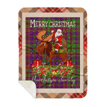 Personalized Gift Plaid Tartan Blanket Clan MacIntyre Of Glenorchy With Moose Lover Xmas Gift Santa Riding Buffalo Plaid Christmas Sherpa Blanket