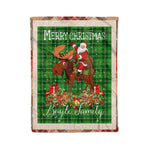 Personalized Gift Plaid Tartan Blanket Clan Boyle With Moose Lover Xmas Gift Santa Riding Christmas Fleece Blanket